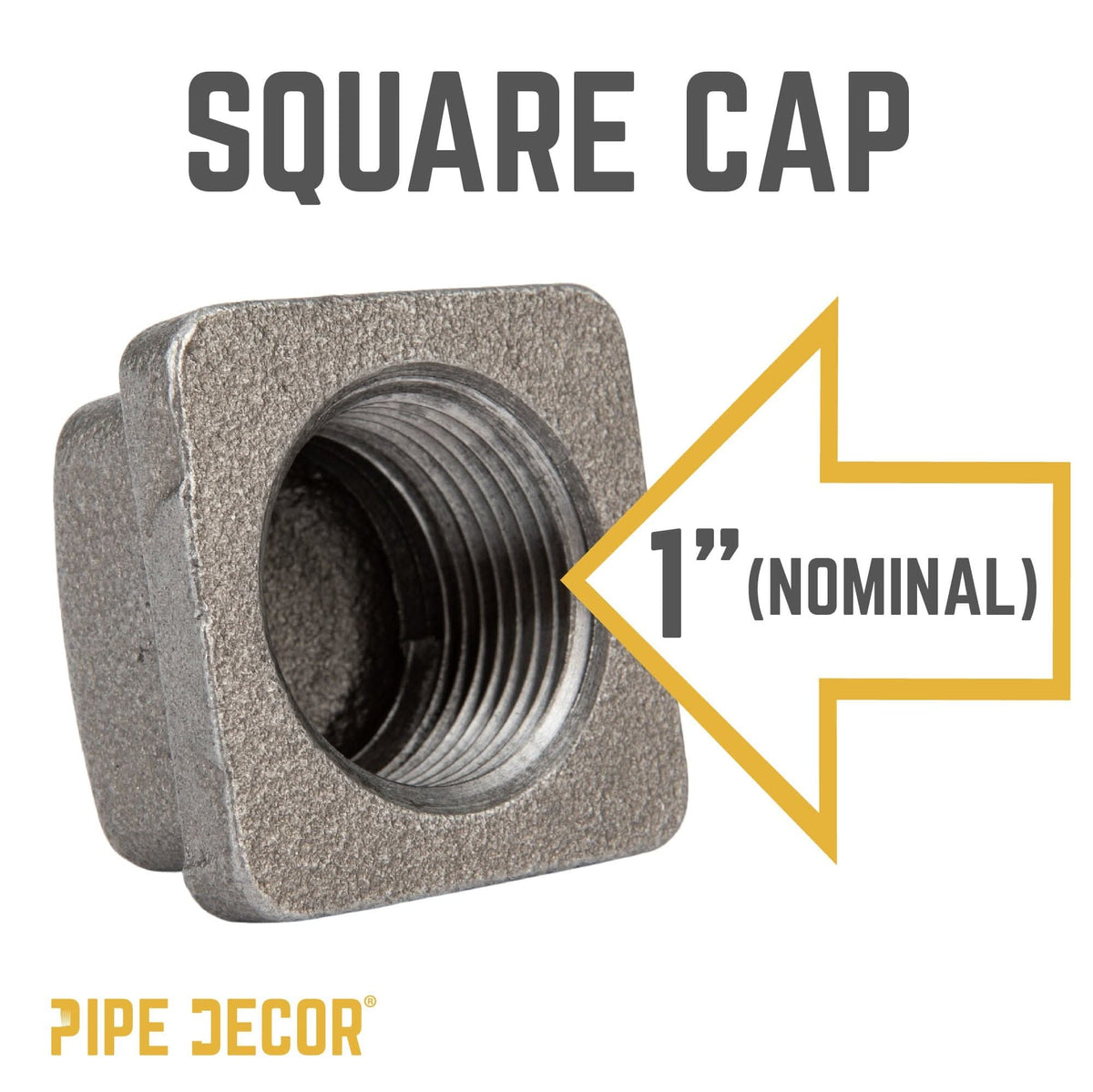 1 in. Black Square Cap
