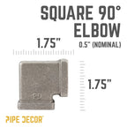 1/2 in. Black Square 90 Degree Elbow