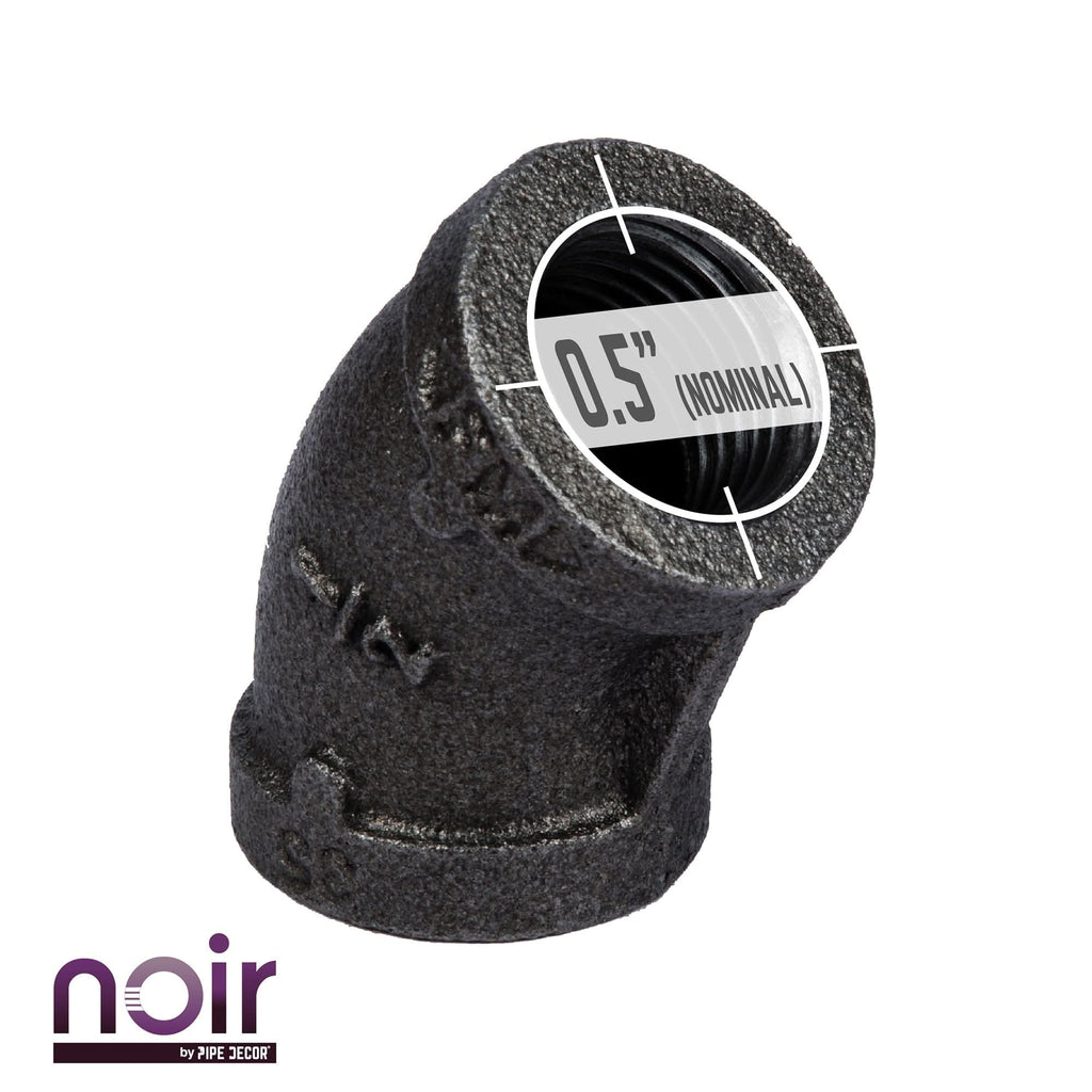1/2 in. Prefinished Matte Black 45-Degree Elbow