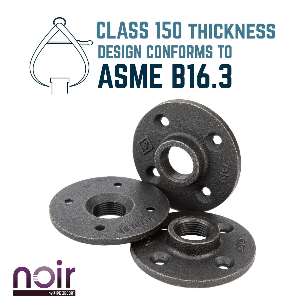 3/4 in. Prefinished Matte Black Floor Flange