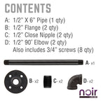 1/2 in. x 6 in. Noir Black Barn Door Handle - 10.5 in. L