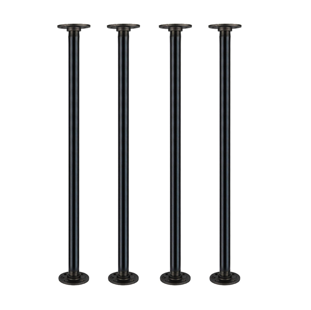 1 in. x 30 in.  Noir Black Round Flange Pipe Table Legs - 4 Pack