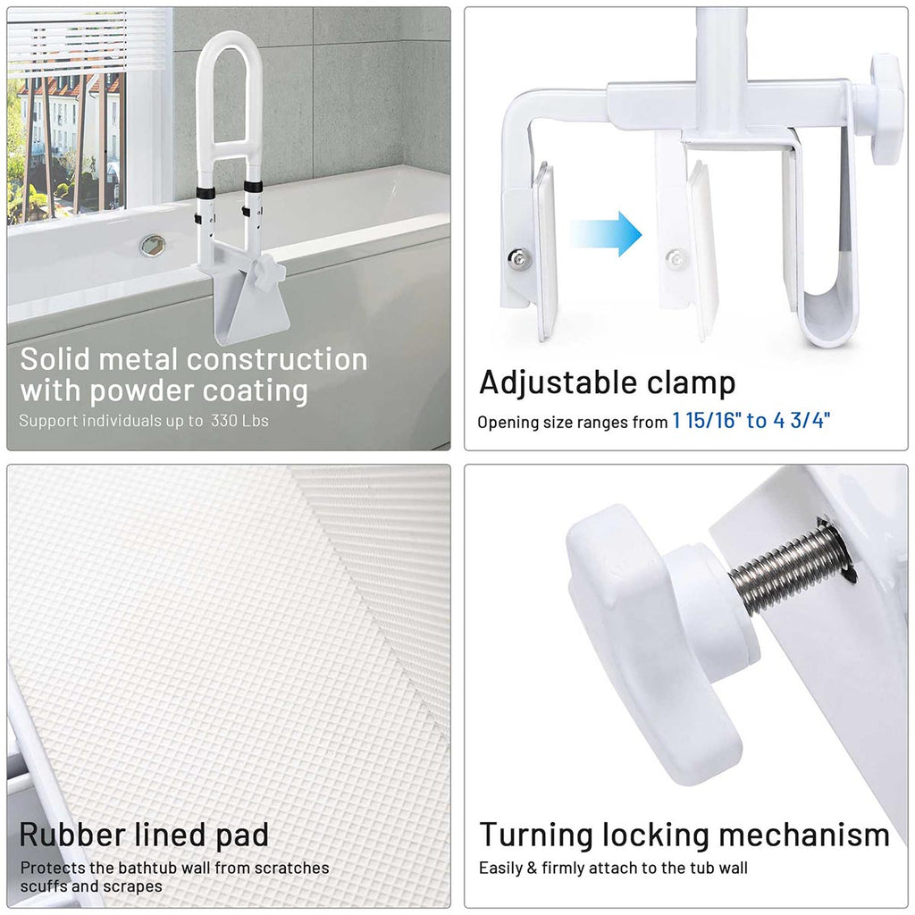 Yescom Bathroom Bathtub Grab Bar Shower Safety Handrail Adjustable