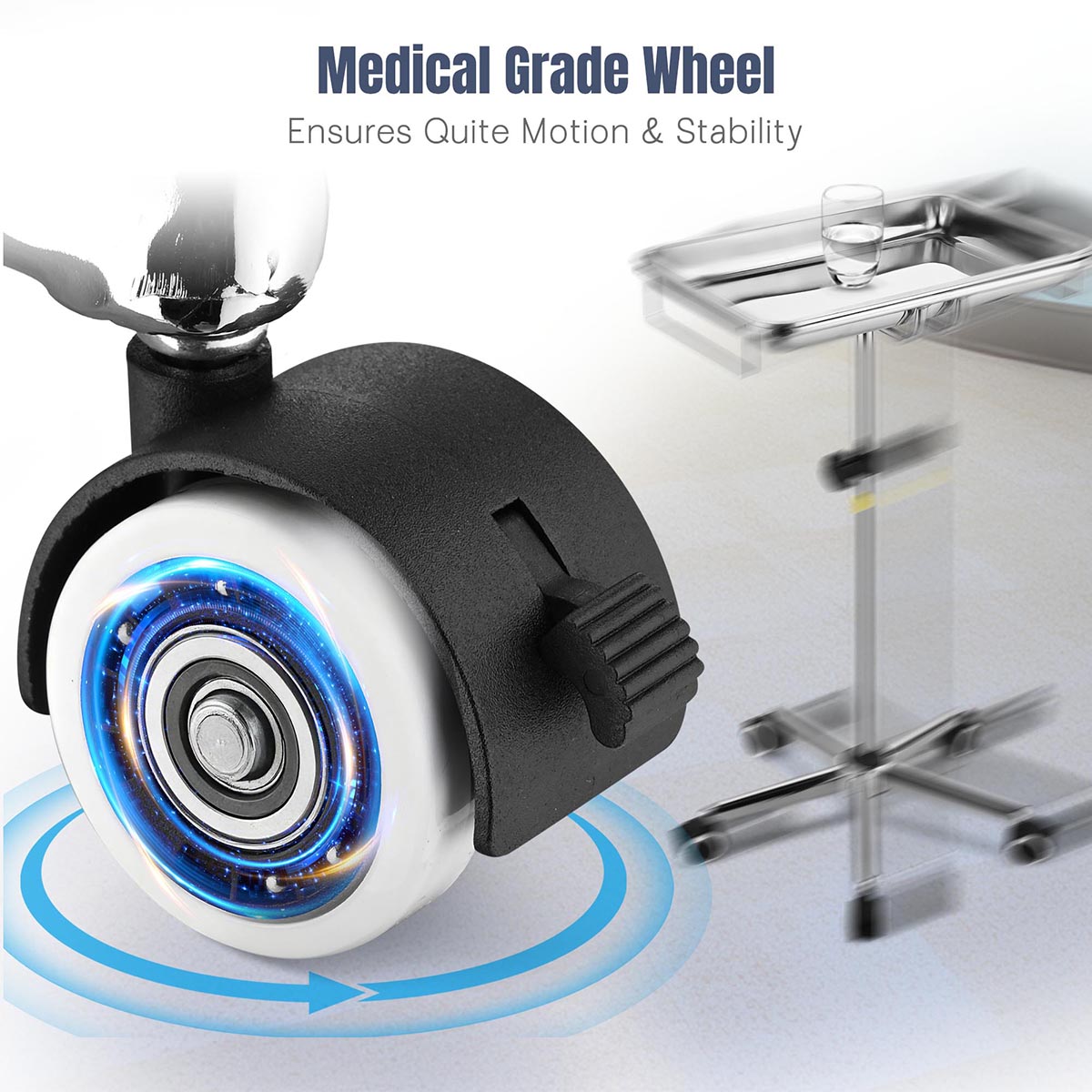 Yescom Mayo Stand Medical Equipment Stainless Steel Tray 5 Legs
