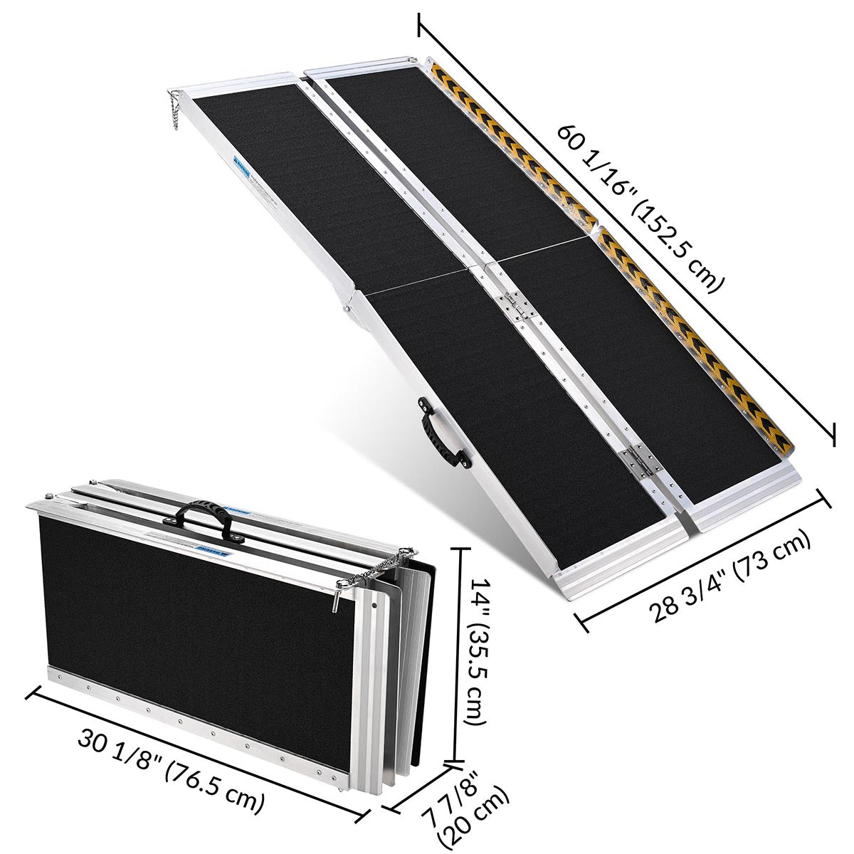 Yescom Aluminum Wheelchair Ramp 600lb Capacity 5'x29" Non-Slip Surface