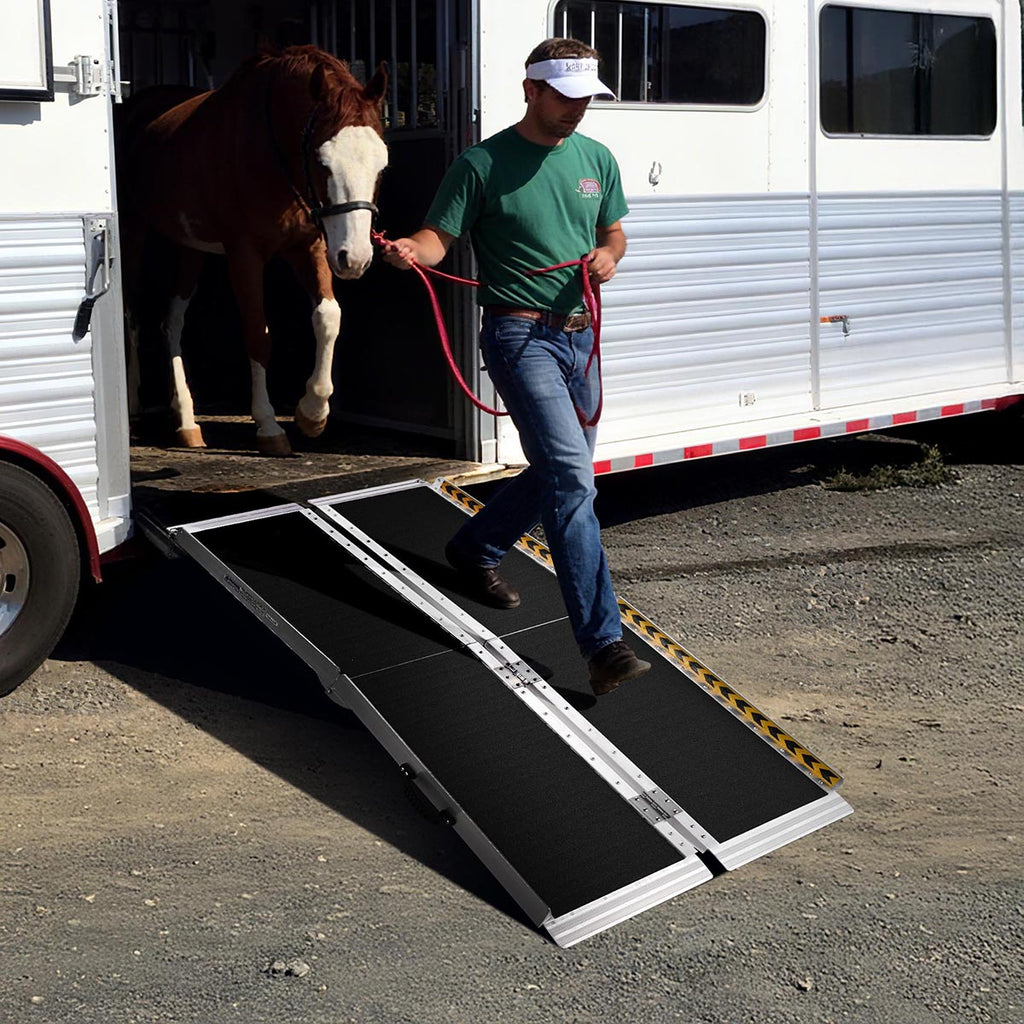Yescom Aluminum Wheelchair Ramp 600lb Capacity 5'x29" Non-Slip Surface