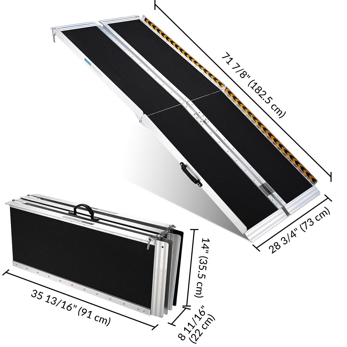 Yescom Wheelchair Ramp 600lb Capacity 6'x29" Aluminum w/ Non-Slip Surface