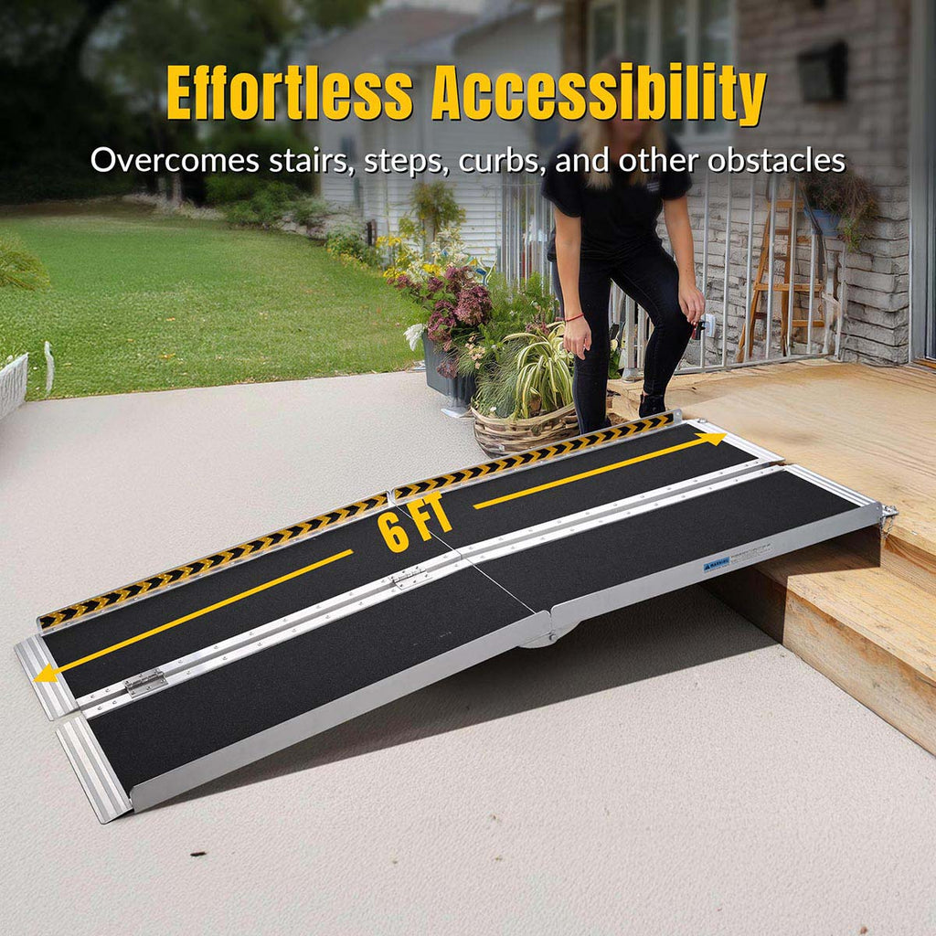 Yescom Wheelchair Ramp 600lb Capacity 6'x29" Aluminum w/ Non-Slip Surface