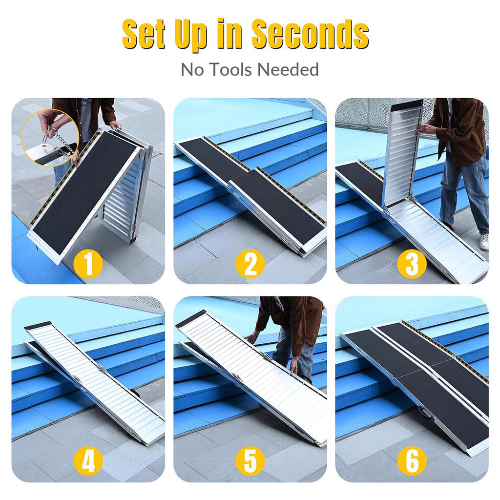 Yescom Aluminum Wheelchair Ramp 600lb Capacity 5'x29" Non-Slip Surface