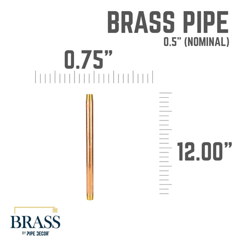 1/2 in. x 12 in. Red Brass Pipe