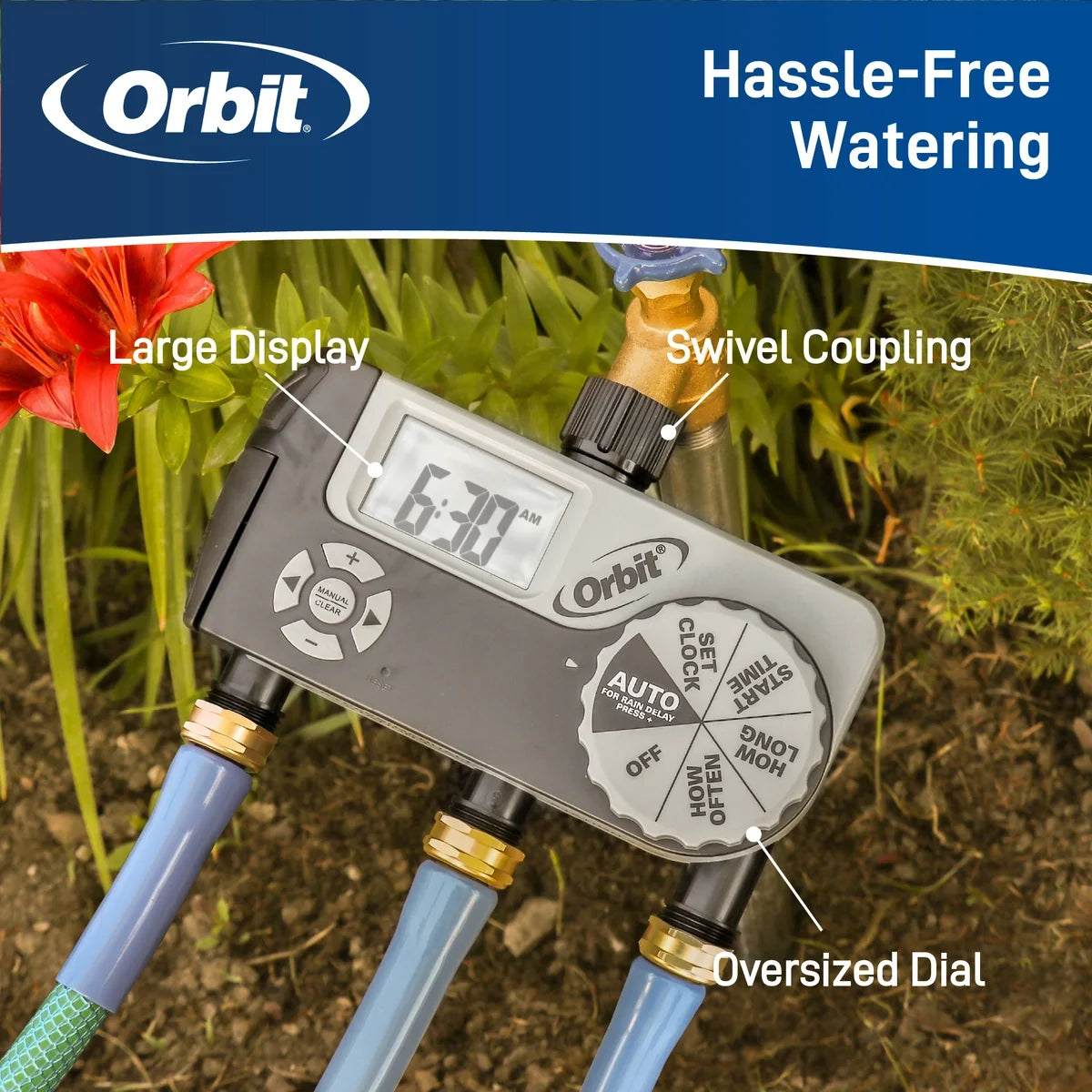 3 Outlet (1 Manual/2 Digital) Hose Faucet Timer | 56233D