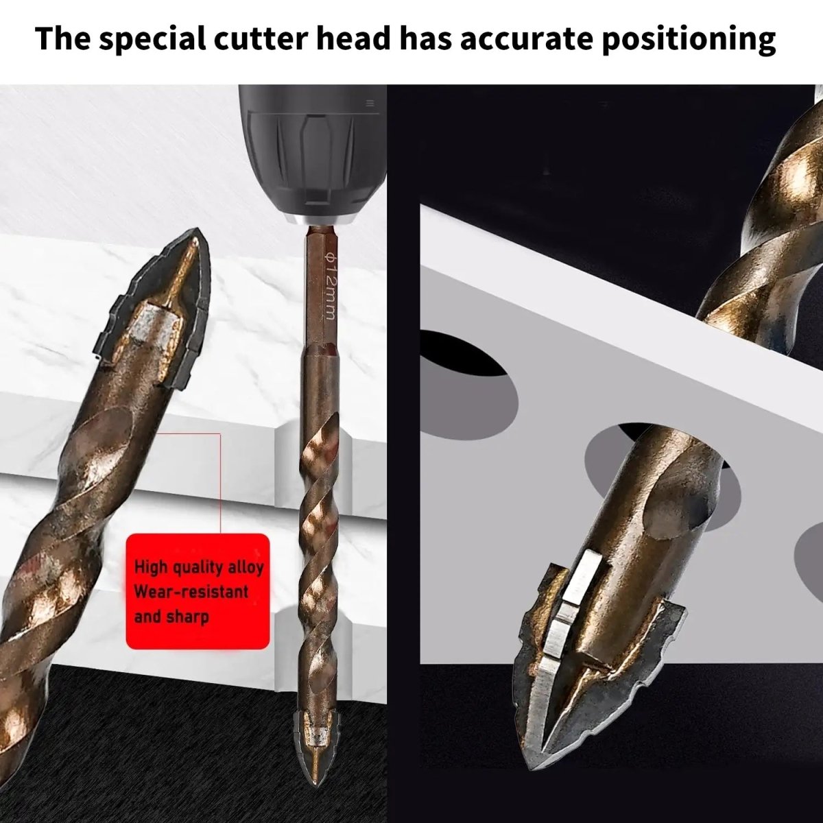 10PCS High-Strength Eccentric Twist Drill Bit,New Four-FluteSawtooth Eccentric Drill Bit,Multifunction Drill Bit Set(5/6/8/10/12)