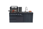79" 4-Burner 72,000 BTU Black Outdoor Kitchen Island Grill + Side Burner + Rotisserie kit +Sink