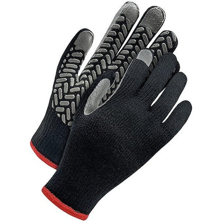 Acrylic Cold Weather Gloves, PVC Grip Palm, Black, XL
