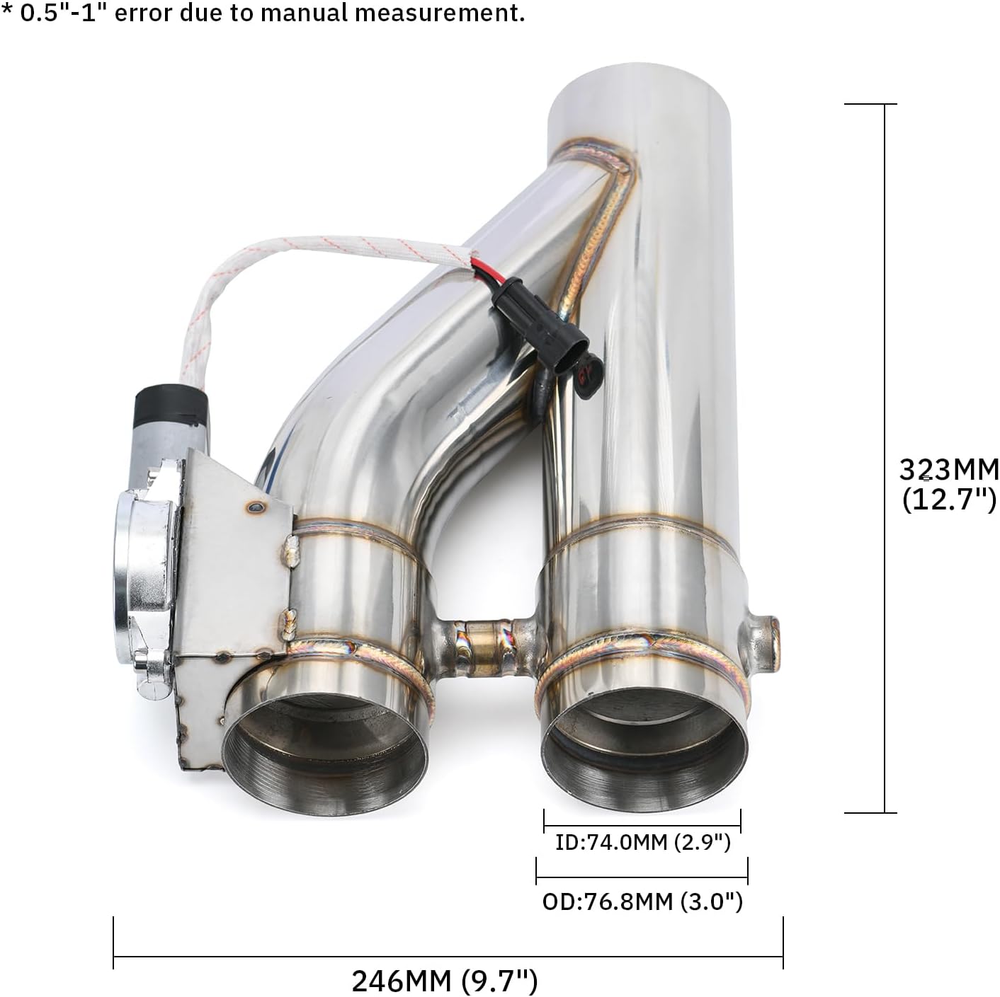 Universal 3 Inch Dual Stainless Steel Exhaust Valve Pipe Kit 2PC