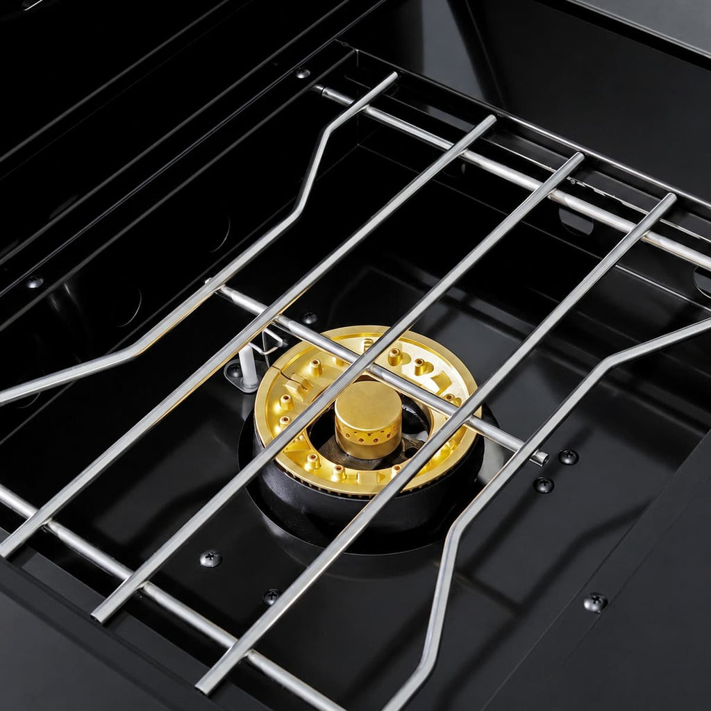 104" 4-Burner 72,000 BTU Black Outdoor Kitchen Bar Barbecue Island Grill + Wine Cooler + Sink