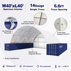 40x40x13 ft Container Shelter with Closed Back Panel