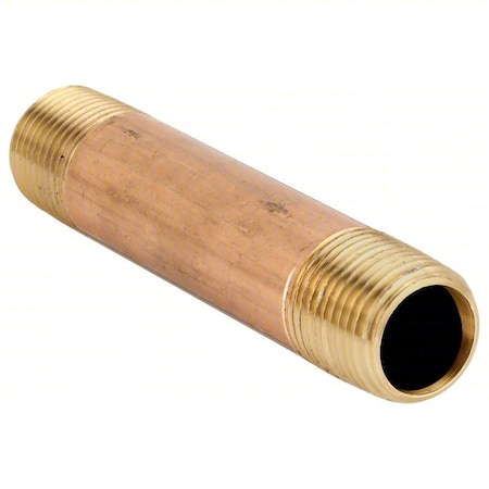 1/2" MNPT x 4" TBE Red Brass Pipe Nipple Sch 40 PK25