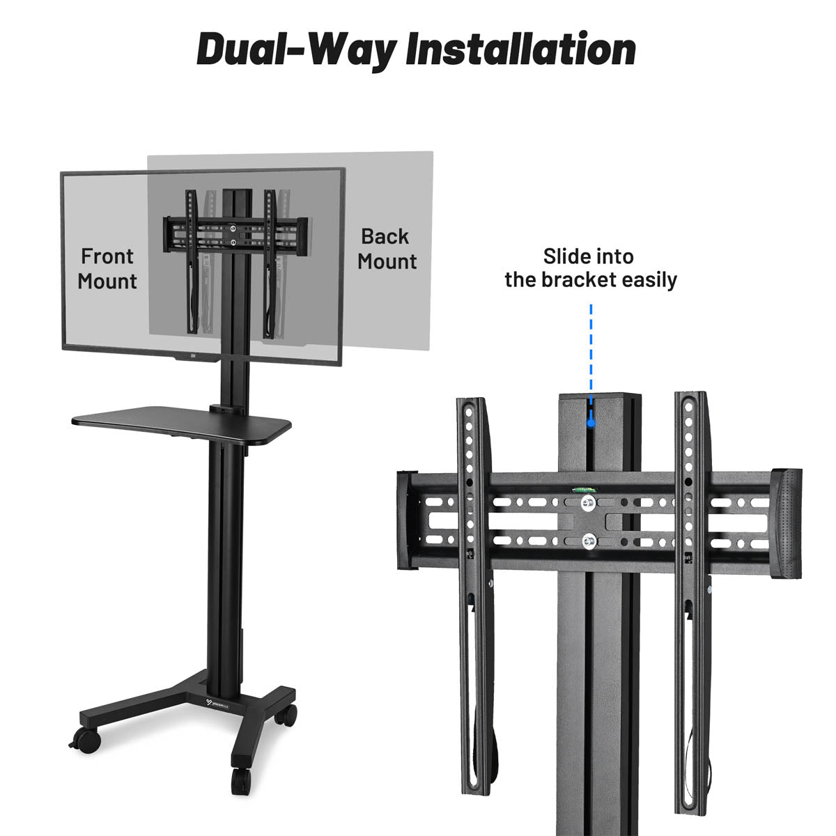 Yescom Mobile TV Stand Mount Bracket for Monitors up to 65"