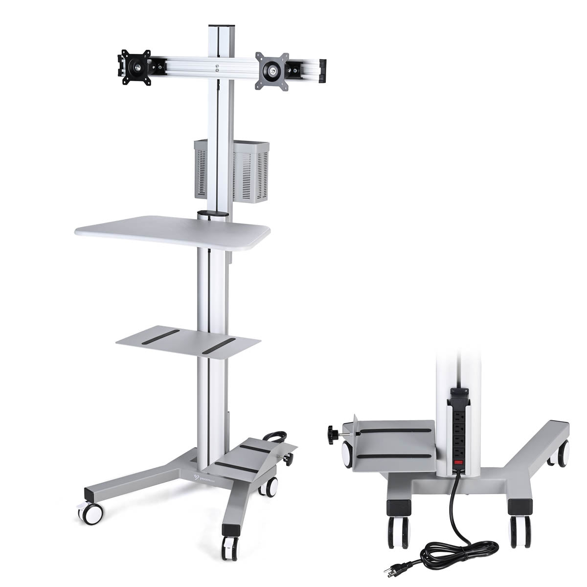 Yescom NexusX PC Computer Cart Workstation with Power Strip 2-Monitor