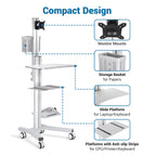Yescom NexusX PC Computer Desktop Rolling Mobile Cart Workstation