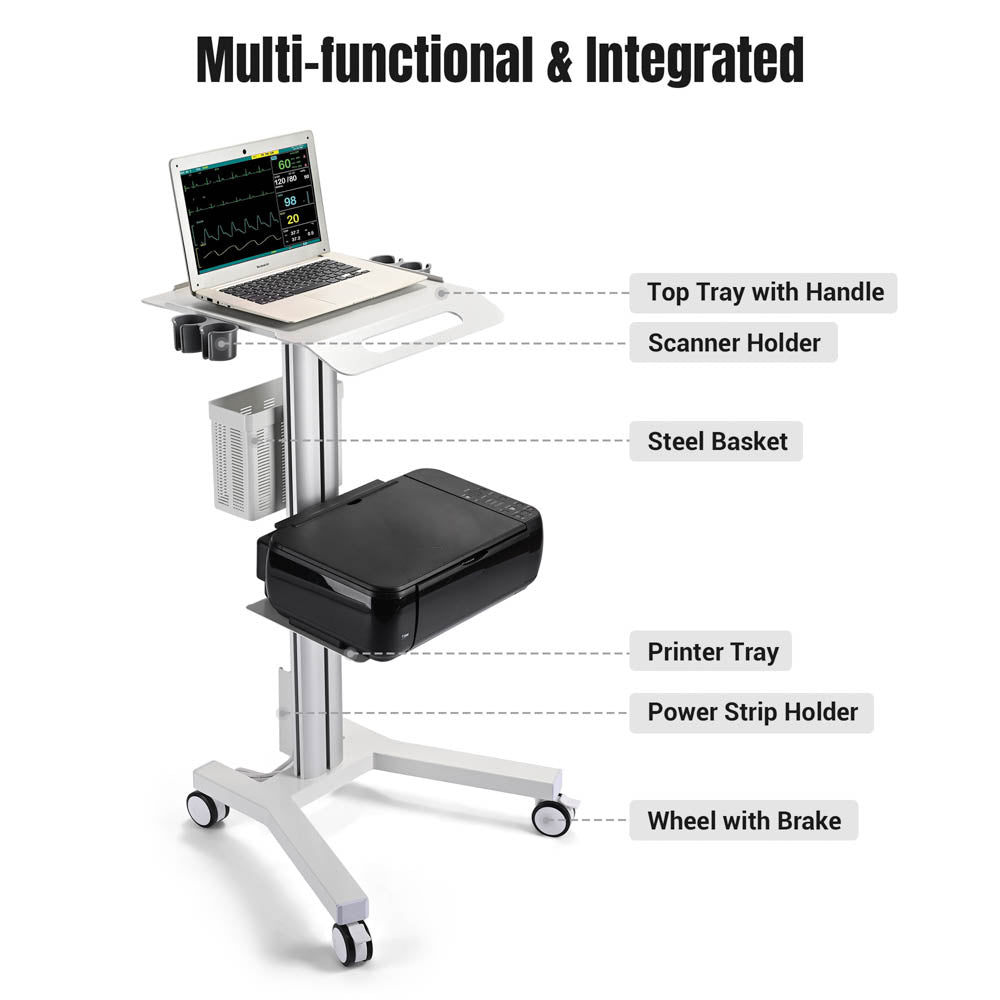 Yescom NexusX Rolling Laptop Cart with Power Outlet