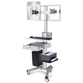 Yescom NexusX Dual-Monitor Rolling Computer Cart w/ Locking Metal Drawer