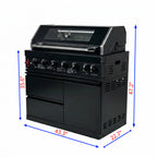 43" 6-Burner Natural NG Black Outdoor Kitchen Island Grill