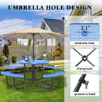 46" Round Picnic Table With Umbrella Hole