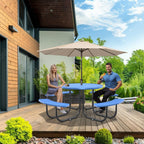 46" Round Picnic Table With Umbrella Hole