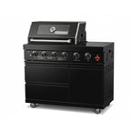 46"  Four Burners Black Outdoor Kitchen Islands Grill + Side Burner