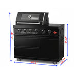 46"  Four Burners Black Outdoor Kitchen Islands Grill + Side Burner