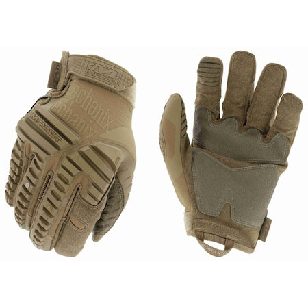 Tactical Gloves, Synthetic Leather Palm, 9 in Length, Hook-and-Loop Cuff, Full Finger, Tan, Size L