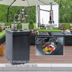 NG 85" 6-Burner 85,000 BTU Black Outdoor Kitchen Island Grill Refrigerator + Rotisserie Kit + Sink