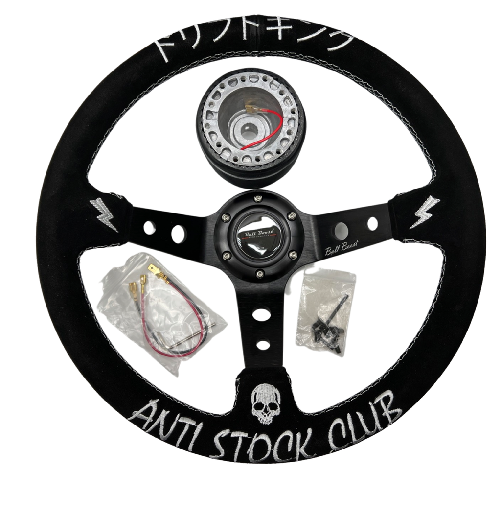 Suede Leather Deep Dish Steering Wheel + Hub Adapter Kit For Scion xB, TC, xD, xA