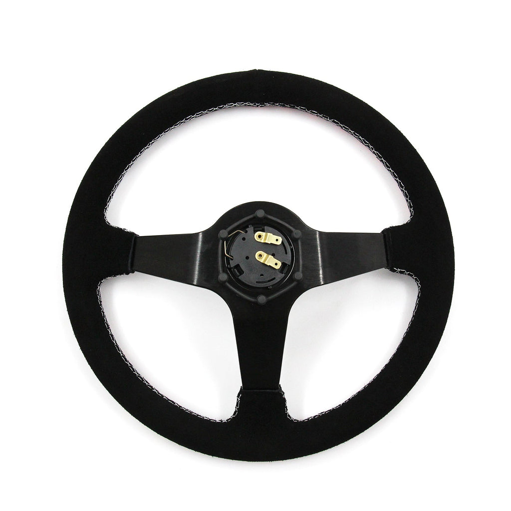 Universal 350mm 3"Deep Dish 6-Bolt Steering Wheel Black Suede Have Faith
