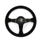 Universal 350mm 3"Deep Dish 6-Bolt Steering Wheel Black Suede Have Faith