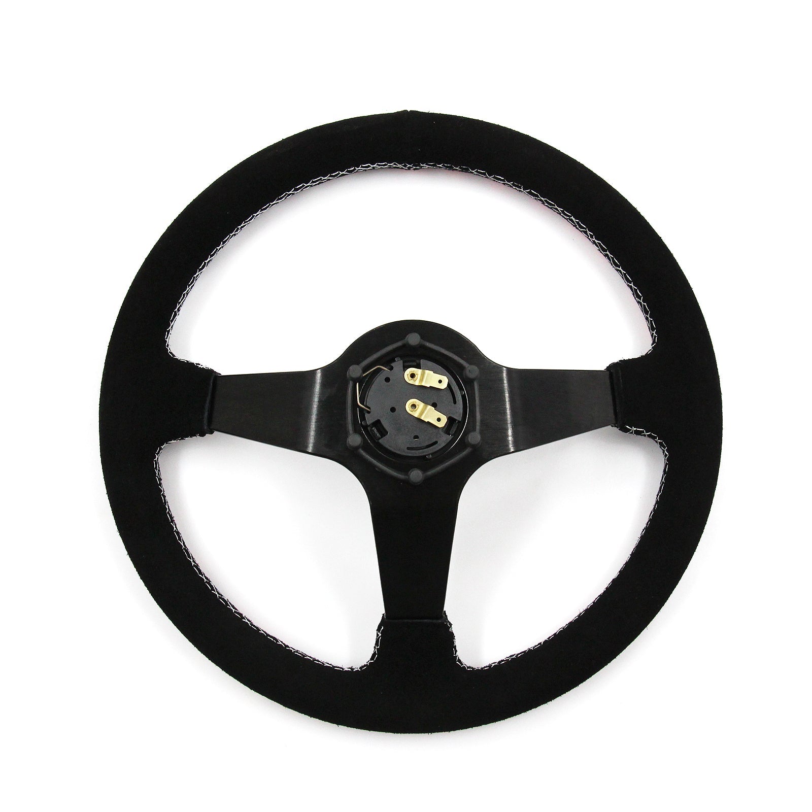 Universal 350mm 3"Deep Dish 6-Bolt Steering Wheel Black Suede Have Faith