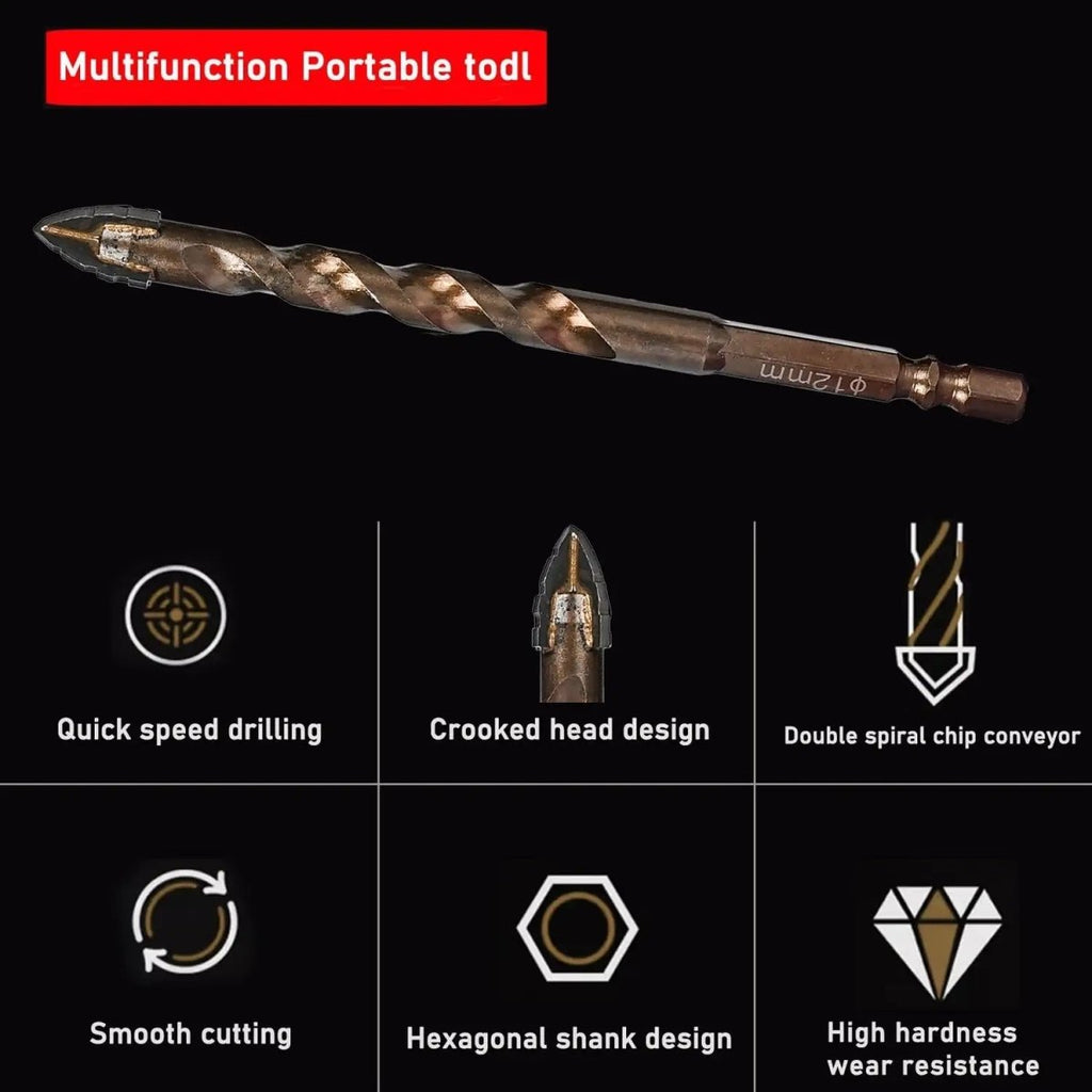 10PCS High-Strength Eccentric Twist Drill Bit,New Four-FluteSawtooth Eccentric Drill Bit,Multifunction Drill Bit Set(5/6/8/10/12)