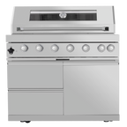 128" 120,000 BTU 6-Burner Outdoor Kitchen Island Grill with Pizza Oven