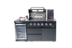 65" 4-Burner 72,000 BTU Black Outdoor Kitchen Island Grill + Wine Cooler + Rotisserie Kit
