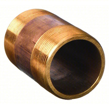 1/4" MNPT x 5" TBE Red Brass Pipe Nipple Sch 80