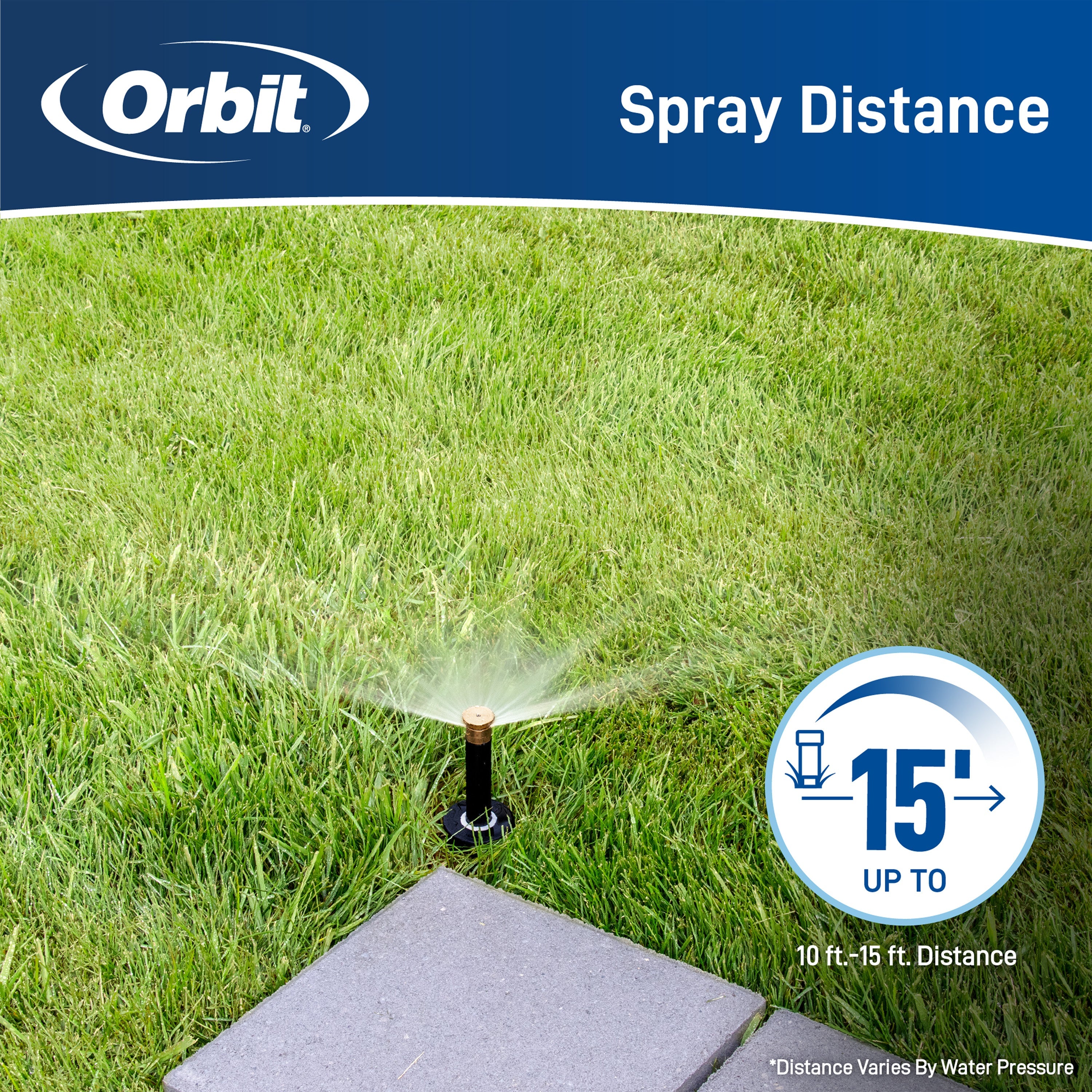 2-inch Professional Hard Top Pressure-Regulating Pop-Up Spray Head Sprinkler with 15-foot Adjustable Nozzle | 80307