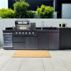 NG 104" 4-Burner 72,000 BTU Black Outdoor Kitchen Island Grill + Rotisserie Kit