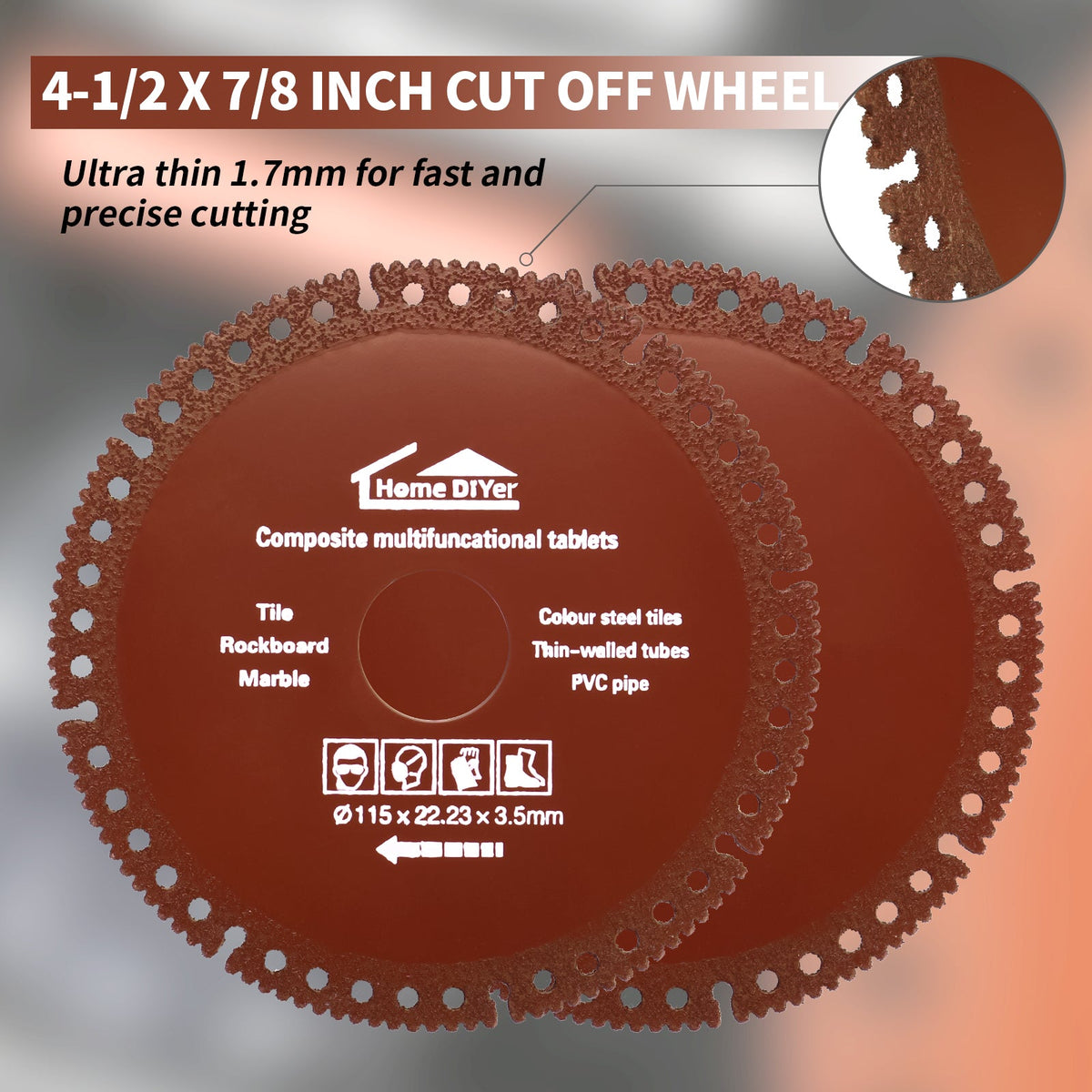 Abrasive Cut-Off Wheels 4-1/2" x 7/8" for Metal — 5-Pack Cutting Discs for Steel, Iron & Rebar