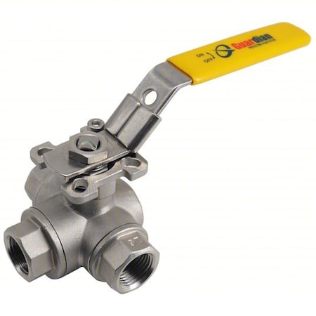 Manual 3-Way Ball Valve,3/4",316 SS