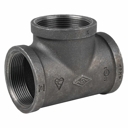 Tee Black Coated Malleable Iron Pipe Fitting, 2" Pipe, Female BSPT, Malleable Iron, Class 150