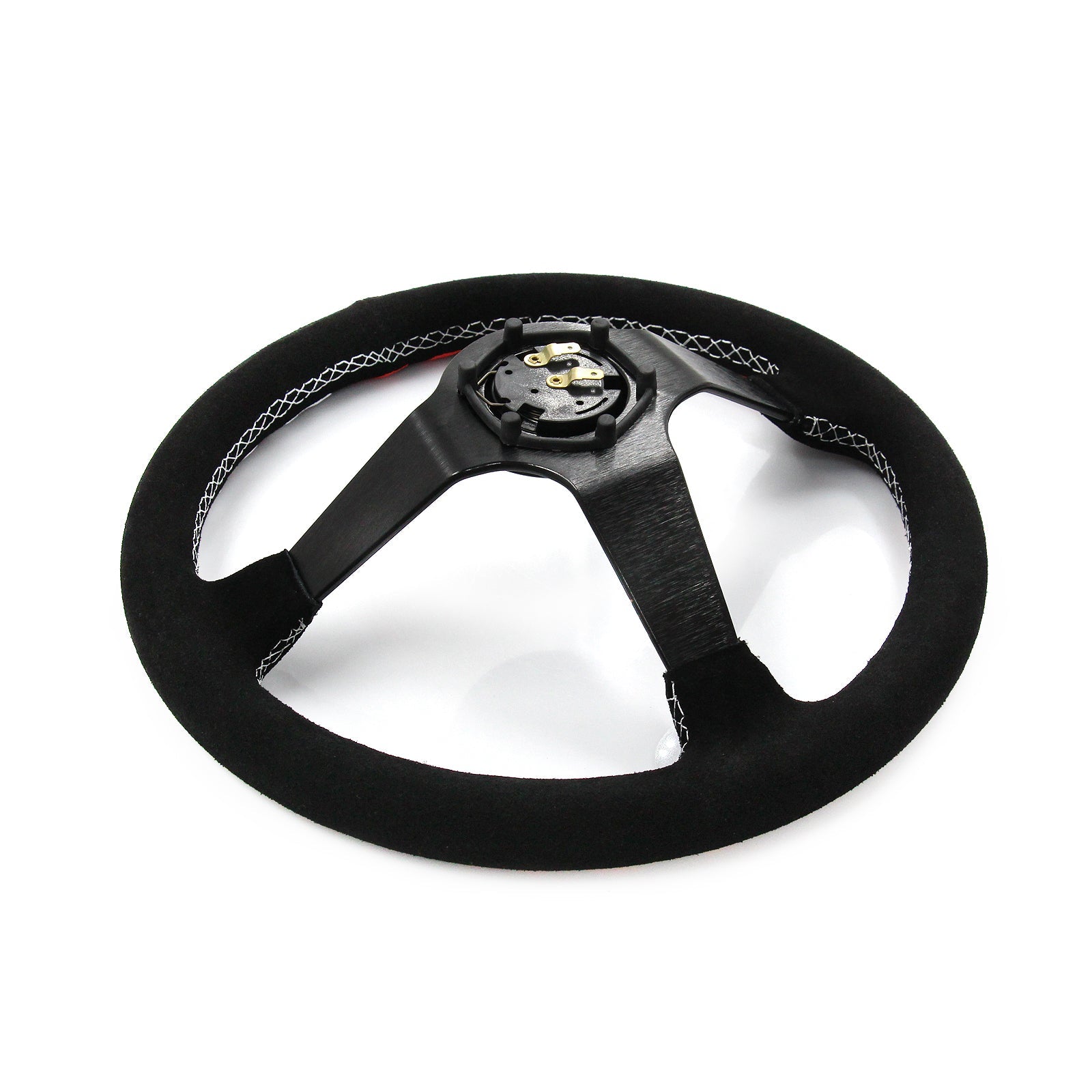 Universal 350mm 3"Deep Dish 6-Bolt Steering Wheel Black Suede Have Faith