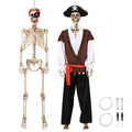 Yescom 5.6Ft Halloween Skeleton Set - Posable Pirate Captain & Crew