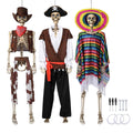 Yescom 5.6Ft Posable Skeletons Combo - Cowboy, Pirate & Día de los Muertos